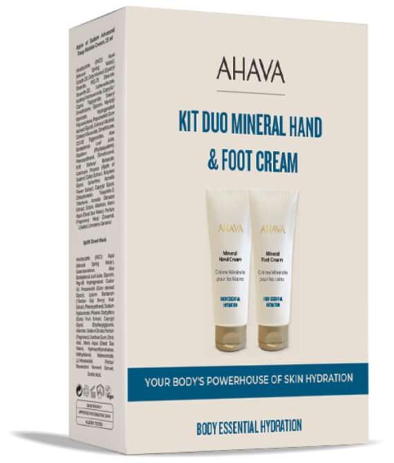 AHAVA RINKINYS: MINERALINIS RANKŲ KREMAS IR PĖDŲ KREMAS (2 × 100 ML)