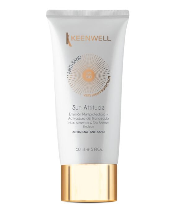 KEENWELL SUN ATTITUDE ANTI-SAND APSAUGINĖ ĮDEGI SKATINANTI EMULSIJA KŪNUI SPF50, 150 ML
